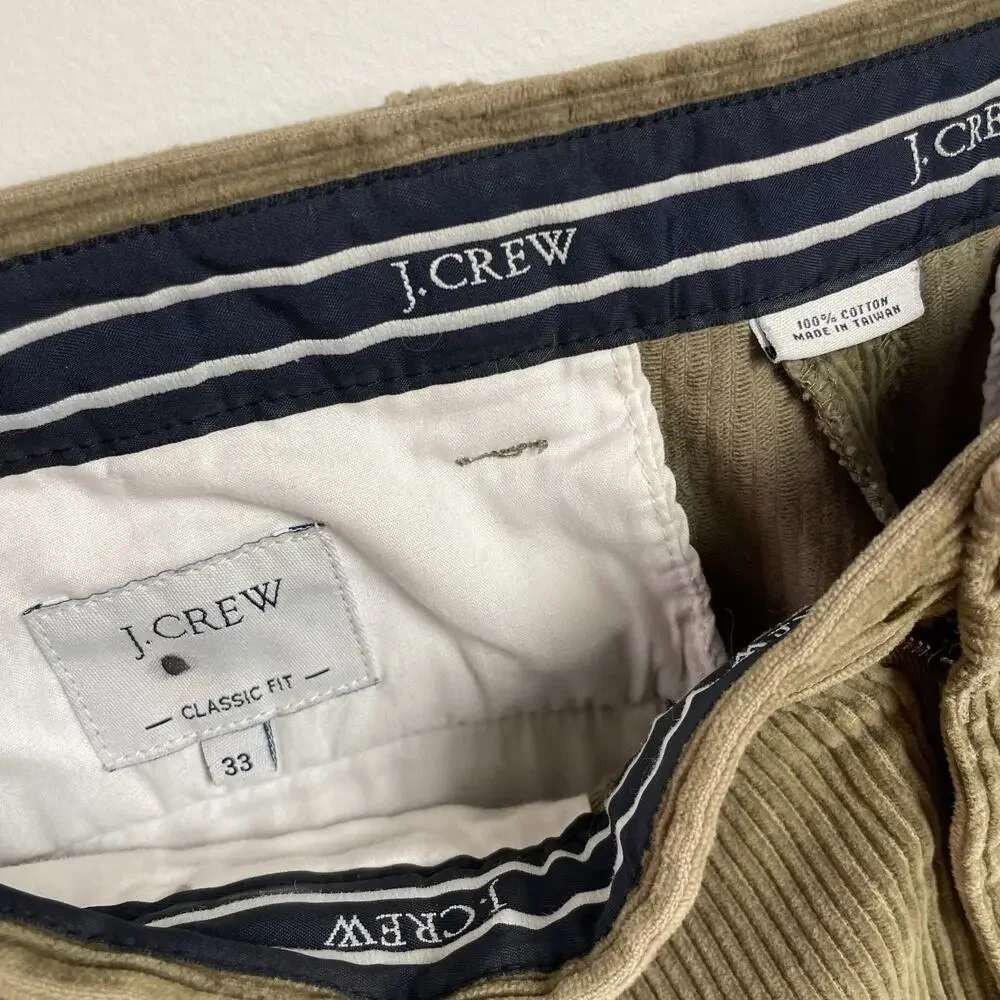 JCrew Pleated Corduroy Pants Trousers Sz 33 Preppy Quiet Luxury Academia Cotton